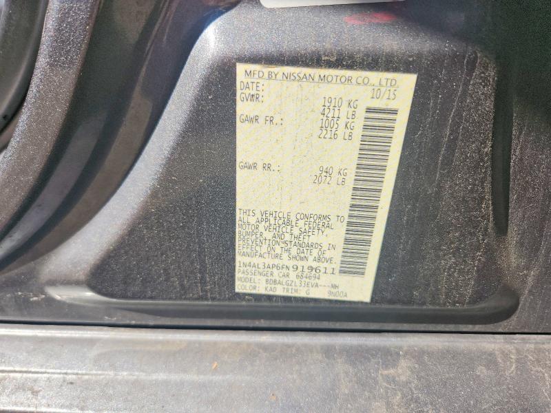 2015 Nissan Altima მანქანა იყიდება აუქციონზე, vin: 1N4AL3AP6FN919611, აუქციონის ნომერი: 55986496