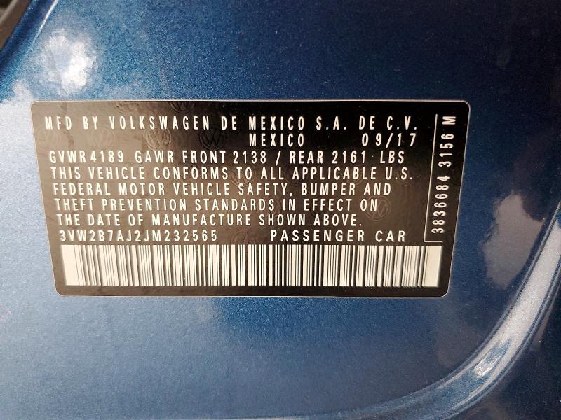 58959556 :رقم المزاد ، 3VW2B7AJ2JM232565 vin ، 2018 Volkswagen Jetta مزاد بيع
