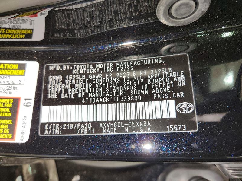 56403326 :رقم المزاد ، 4T1DAACK1TU279890 vin ، 2026 Toyota Camry مزاد بيع
