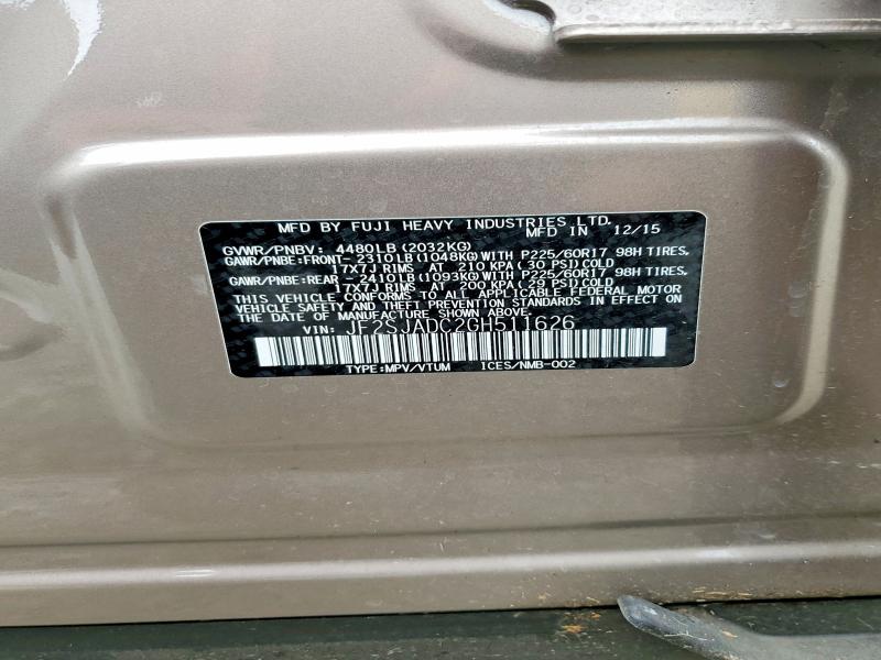 Продажа на аукционе авто 2016 Subaru Forester, vin: JF2SJADC2GH511626, номер лота: 59015876