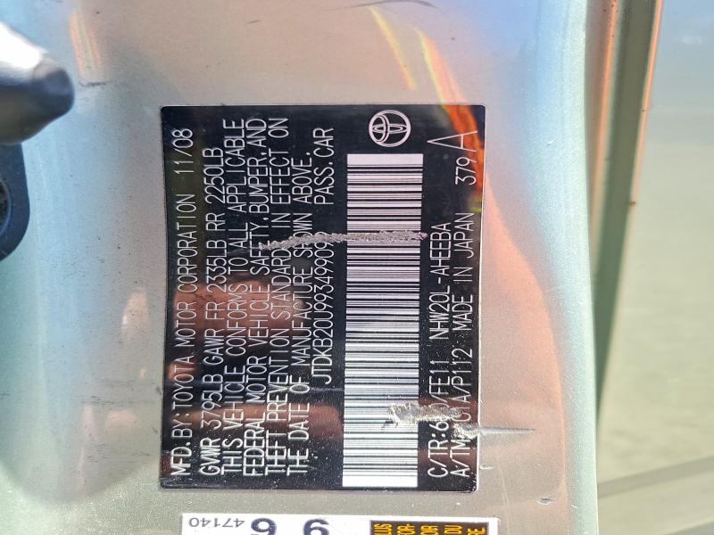 Aukcja sprzedaży 2009 Toyota Prius, vin: JTDKB20U993499099, numer aukcji: 55456756