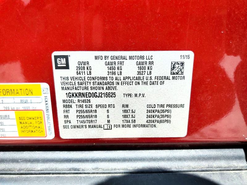 Aukcja sprzedaży 2016 Gmc Acadia, vin: 1GKKRNED0GJ216625, numer aukcji: 56764026