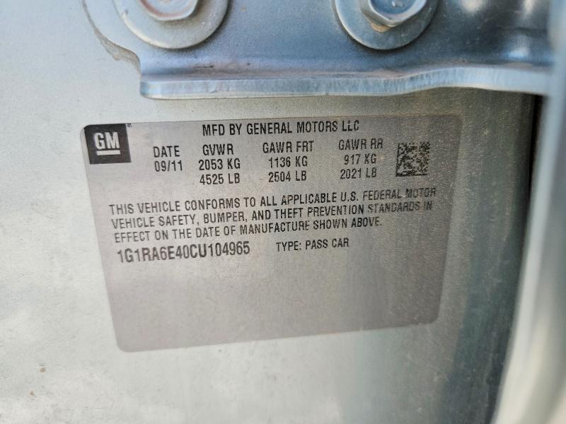 Продаж на аукціоні авто 2012 Chevrolet Volt, vin: 1G1RA6E40CU104965, номер лоту: 56972206