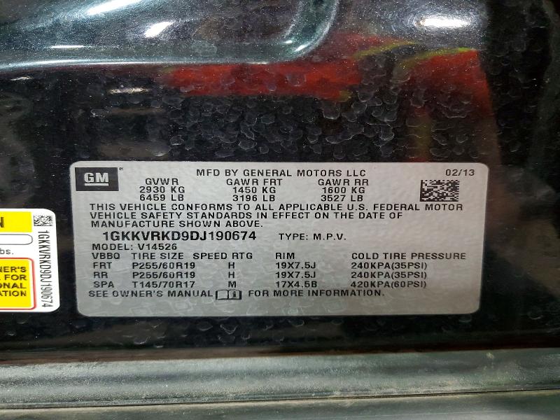 Aukcja sprzedaży 2013 Gmc Acadia, vin: 1GKKVRKD9DJ190674, numer aukcji: 57959306