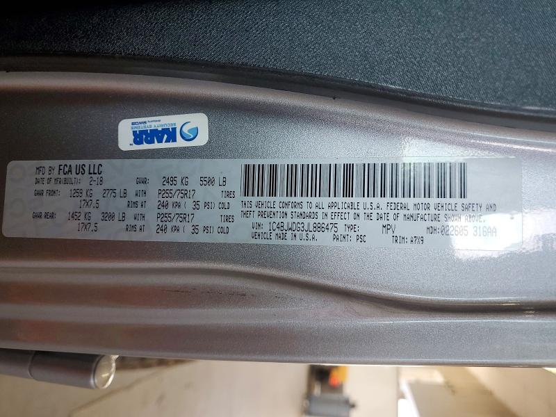 Продажа на аукционе авто 2018 Jeep Wrangler Unlimited, vin: 1C4BJWDG3JL886475, номер лота: 58402496