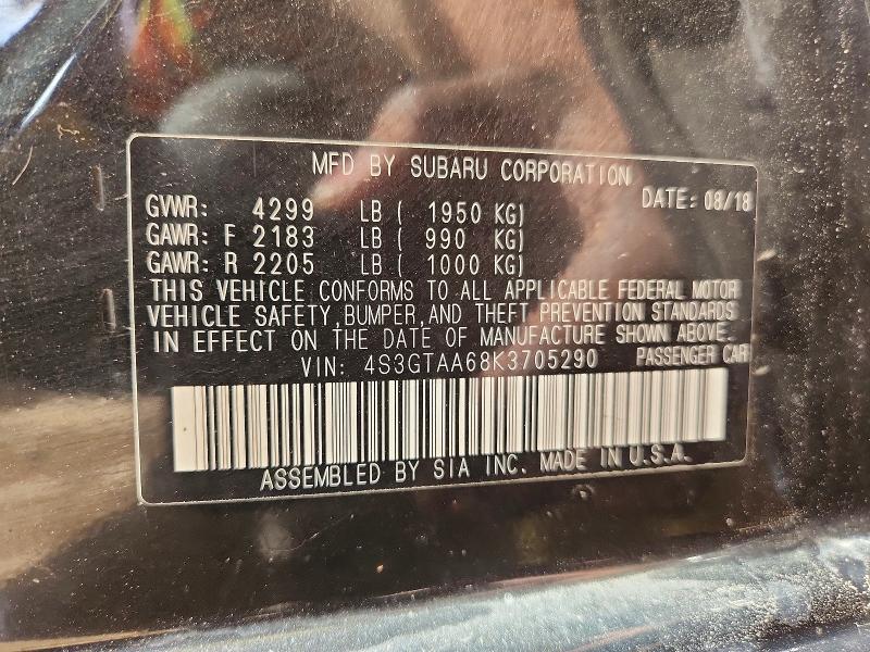 Aukcja sprzedaży 2019 Subaru Impreza, vin: 4S3GTAA68K3705290, numer aukcji: 55687156