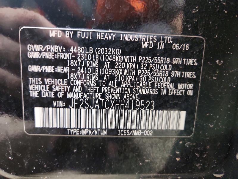 Продаж на аукціоні авто 2017 Subaru Forester, vin: JF2SJATCXHH419523, номер лоту: 58379986