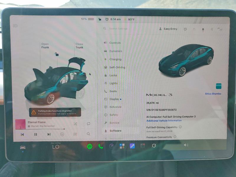 57078866 :رقم المزاد ، 5YJ3E1EA6PF593672 vin ، 2023 Tesla Model 3 مزاد بيع
