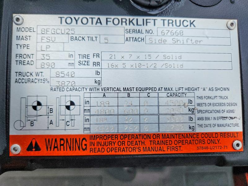 2019 Toyota Na-20 Forklift მანქანა იყიდება აუქციონზე, vin: 67668, აუქციონის ნომერი: 57749556