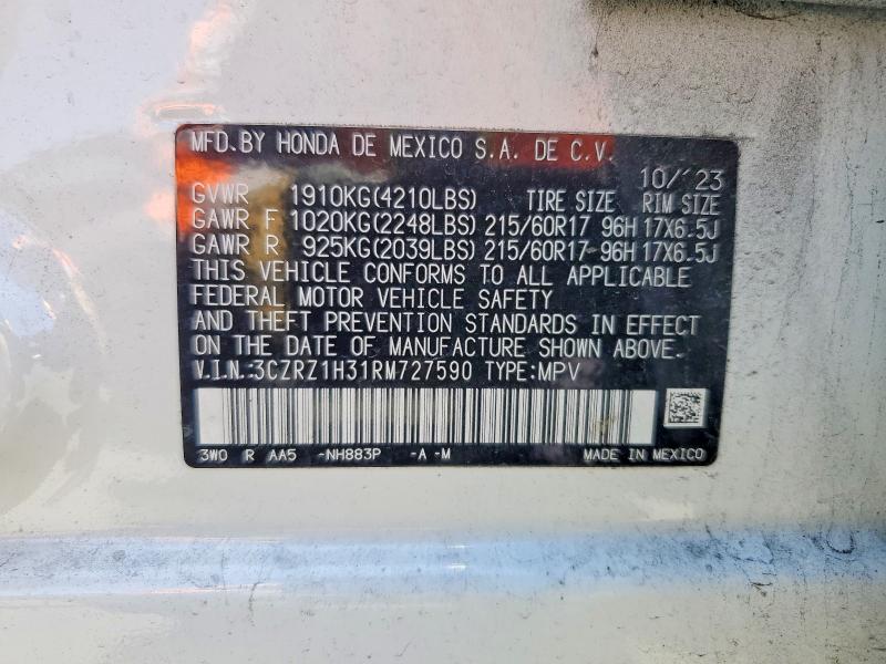 51503046 :رقم المزاد ، 3CZRZ1H31RM727590 vin ، 2024 Honda Hr-v مزاد بيع