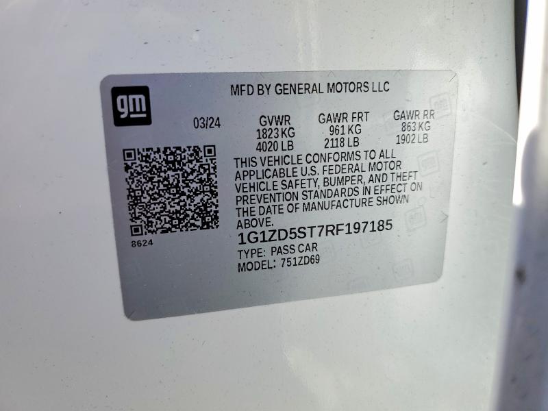 Продажа на аукционе авто 2024 Chevrolet Malibu, vin: 1G1ZD5ST7RF197185, номер лота: 54851136
