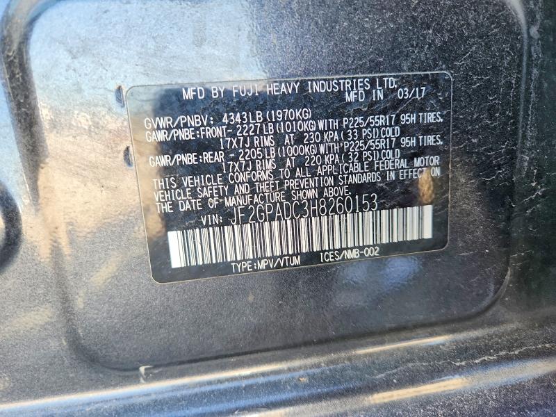 Aukcja sprzedaży 2017 Subaru Crosstrek, vin: JF2GPADC3H8260153, numer aukcji: 57867276