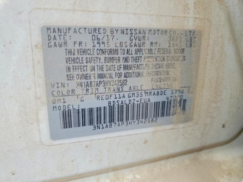 57685856 :رقم المزاد ، 3N1AB7AP3HY342582 vin ، 2017 Nissan Sentra مزاد بيع