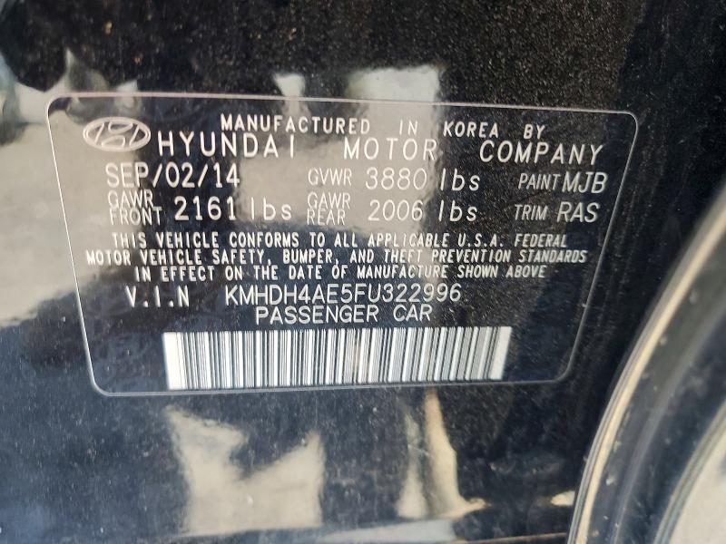 56347106 :رقم المزاد ، KMHDH4AE5FU322996 vin ، 2015 Hyundai Elantra مزاد بيع