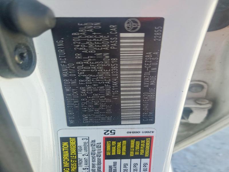 Aukcja sprzedaży 2020 Toyota Camry, vin: 4T1G11AK4LU336518, numer aukcji: 57146796