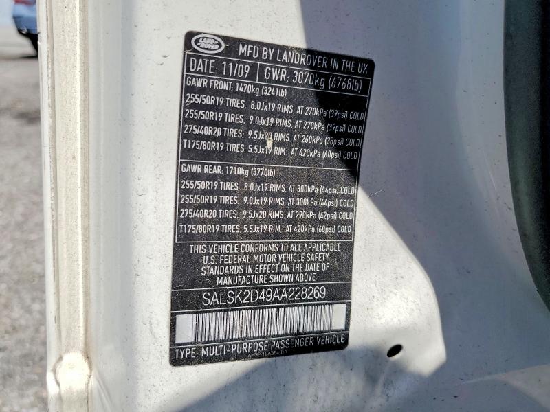 Продажа на аукционе авто 2010 Land Rover Range Rover Sport, vin: SALSK2D49AA228269, номер лота: 57941096
