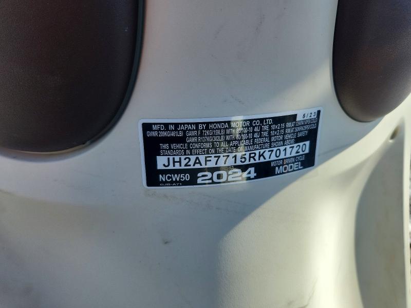 57483336 :رقم المزاد ، JH2AF7715RK701720 vin ، 2024 Honda Ncw50 مزاد بيع