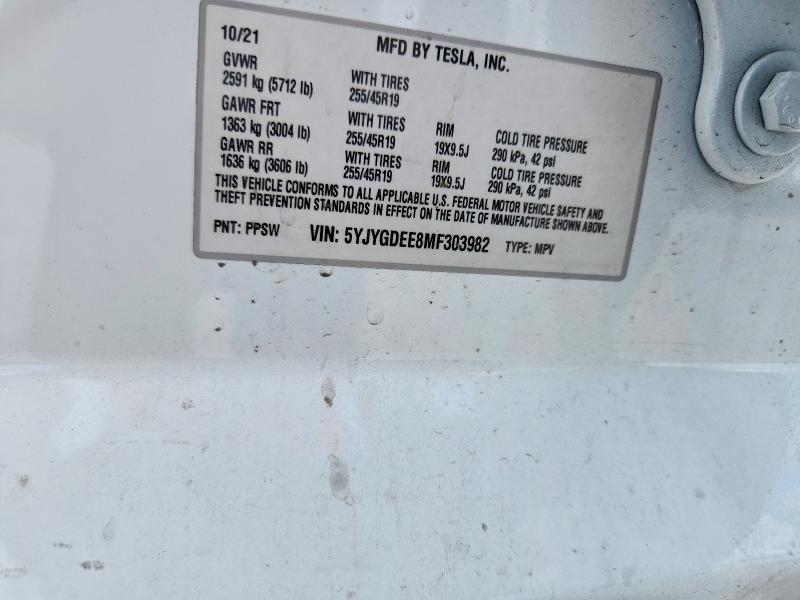 56846366 :رقم المزاد ، 5YJYGDEE8MF303982 vin ، 2021 Tesla Model Y مزاد بيع