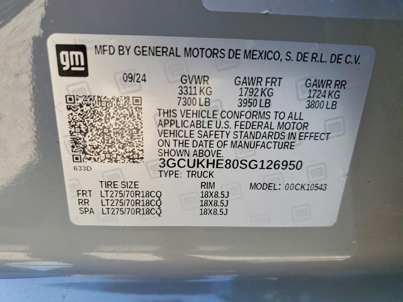 2025 Chevrolet Silverado მანქანა იყიდება აუქციონზე, vin: 3GCUKHE80SG126950, აუქციონის ნომერი: 58198696