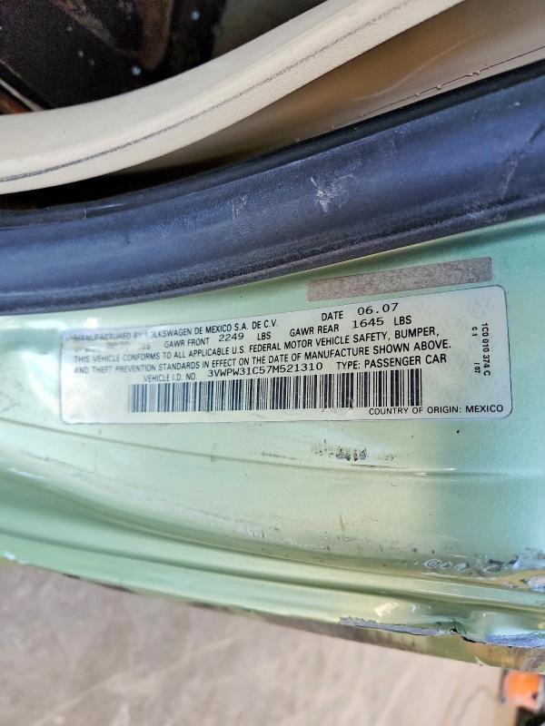 56486936 :رقم المزاد ، 3VWPW31C57M521310 vin ، 2007 Volkswagen New Beetle مزاد بيع