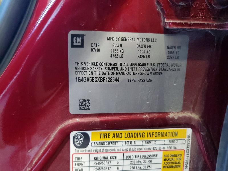 2011 Buick Lacrosse მანქანა იყიდება აუქციონზე, vin: 1G4GA5ECXBF128544, აუქციონის ნომერი: 59068146