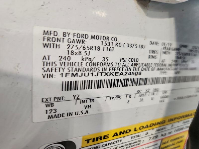 Продаж на аукціоні авто 2019 Ford Expedition, vin: 1FMJU1JTXKEA24508, номер лоту: 57635346