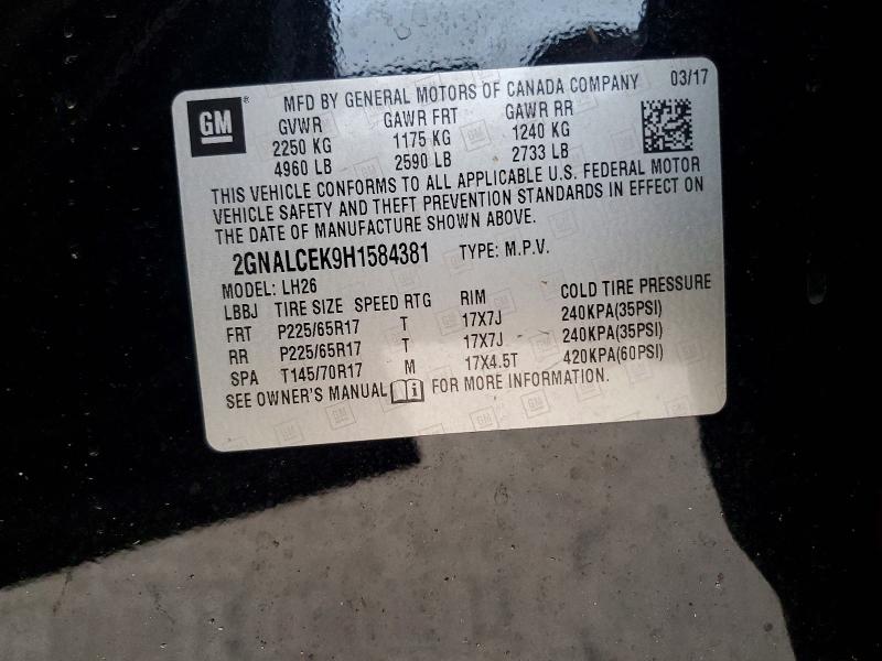 Aukcja sprzedaży 2017 Chevrolet Equinox, vin: 2GNALCEK9H1584381, numer aukcji: 59335176