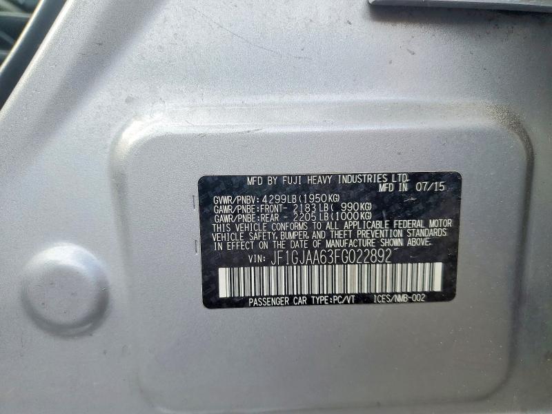 Aukcja sprzedaży 2015 Subaru Impreza, vin: JF1GJAA63FG022892, numer aukcji: 56702896