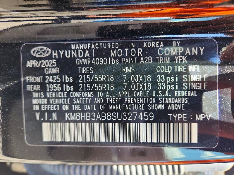 Aukcja sprzedaży 2025 Hyundai Kona, vin: KM8HB3AB8SU327459, numer aukcji: 55764896