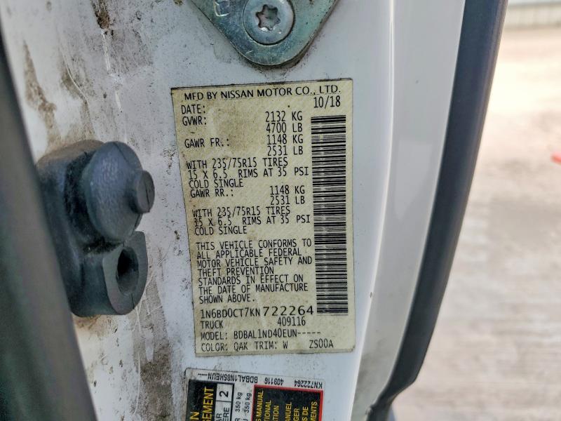 2019 Nissan Frontier მანქანა იყიდება აუქციონზე, vin: 1N6BD0CT7KN722264, აუქციონის ნომერი: 58531066
