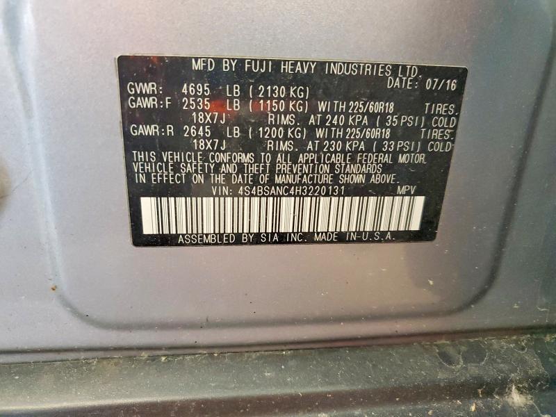 Продаж на аукціоні авто 2017 Subaru Outback, vin: 4S4BSANC4H3220131, номер лоту: 57744216