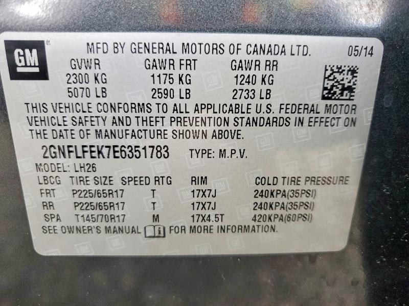 2014 Chevrolet Equinox მანქანა იყიდება აუქციონზე, vin: 2GNFLFEK7E6351783, აუქციონის ნომერი: 56303996