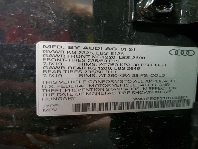Aukcja sprzedaży 2024 Audi Q3, vin: WA1EECF31R1093901, numer aukcji: 58300736