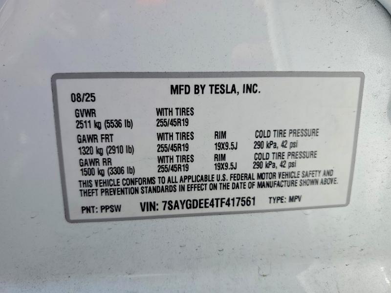 Продажа на аукционе авто 2026 Tesla Model Y, vin: 7SAYGDEE4TF417561, номер лота: 56892426