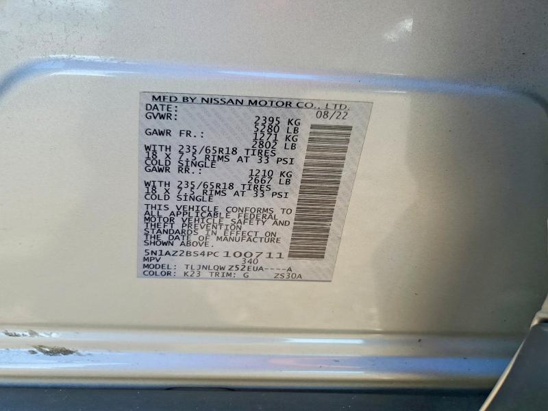 2023 Nissan Murano მანქანა იყიდება აუქციონზე, vin: 5N1AZ2BS4PC100711, აუქციონის ნომერი: 58115746