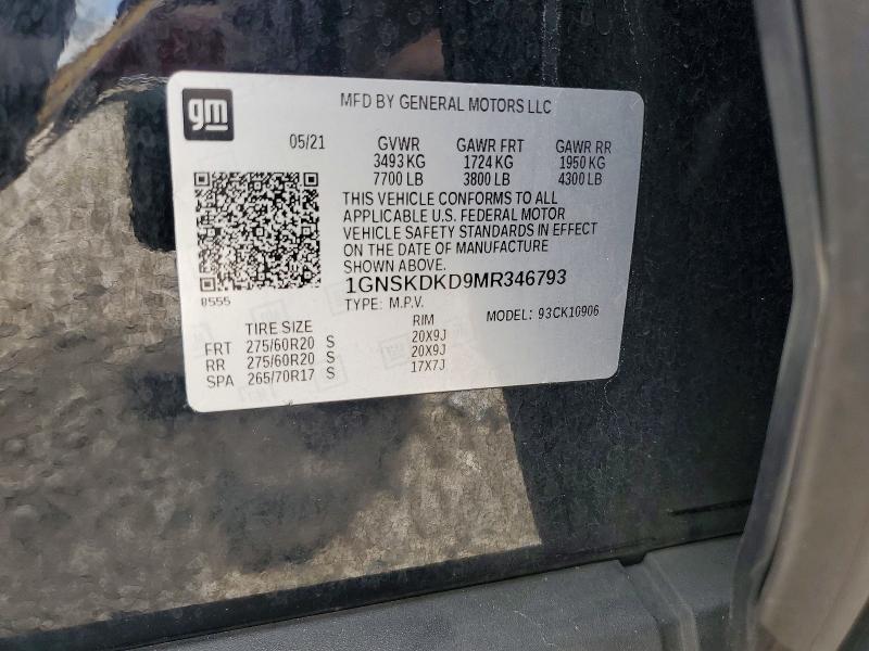 Продажа на аукционе авто 2021 Chevrolet Suburban, vin: 1GNSKDKD9MR346793, номер лота: 58585996