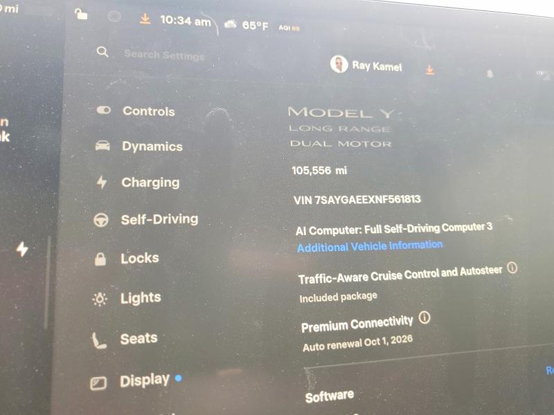 2022 Tesla Model Y მანქანა იყიდება აუქციონზე, vin: 7SAYGAEEXNF561813, აუქციონის ნომერი: 58254056