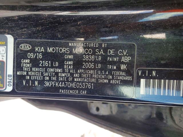 Продажа на аукционе авто 2017 Kia Forte, vin: 3KPFK4A70HE053761, номер лота: 58275246