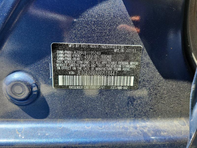 Продажа на аукционе авто 2011 Subaru Impreza, vin: JF1GE6B65BG518447, номер лота: 58368416