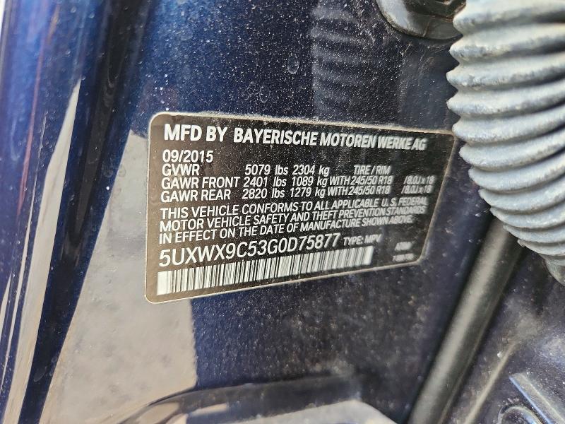 Aukcja sprzedaży 2016 Bmw X3, vin: 5UXWX9C53G0D75877, numer aukcji: 56940556