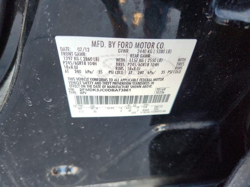 Продаж на аукціоні авто 2013 Ford Edge, vin: 2FMDK3JC0DBA73861, номер лоту: 55529206