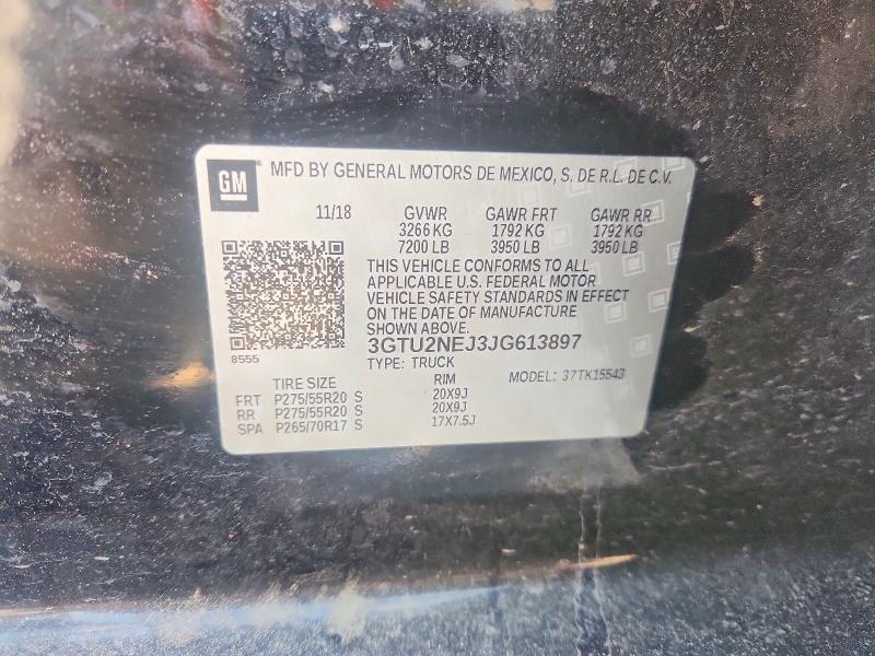 2018 Gmc Sierra მანქანა იყიდება აუქციონზე, vin: 3GTU2NEJ3JG613897, აუქციონის ნომერი: 57682296