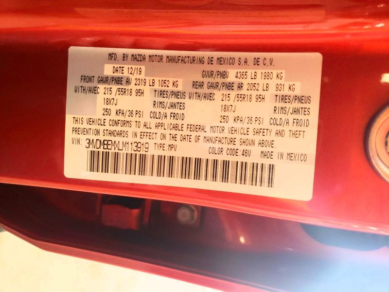 56506086 :رقم المزاد ، 3MVDMBEMXLM113919 vin ، 2020 Mazda Cx-30 مزاد بيع