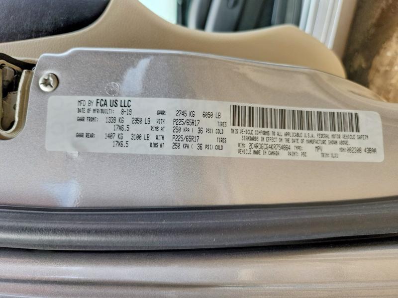 Продажа на аукционе авто 2019 Dodge Grand Caravan, vin: 2C4RDGCG4KR754864, номер лота: 55389406