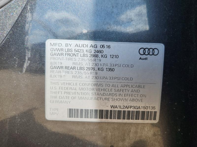Aukcja sprzedaży 2016 Audi Q5, vin: WA1L2AFP3GA150135, numer aukcji: 58143206
