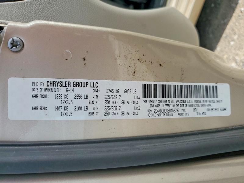 2014 Dodge Grand Caravan მანქანა იყიდება აუქციონზე, vin: 2C4RDGBG6ER452787, აუქციონის ნომერი: 58477306