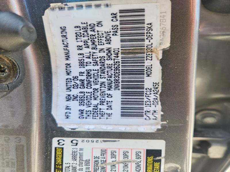 Aukcja sprzedaży 2006 Toyota Corolla, vin: 1NXBR30E96Z674401, numer aukcji: 56153276