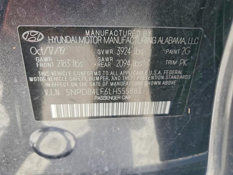 2020 Hyundai Elantra მანქანა იყიდება აუქციონზე, vin: 5NPD84LF6LH555883, აუქციონის ნომერი: 58787326