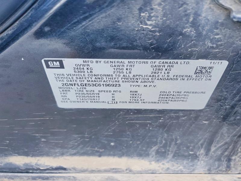 58104836 :رقم المزاد ، 2GNFLGE53C6196923 vin ، 2012 Chevrolet Equinox مزاد بيع
