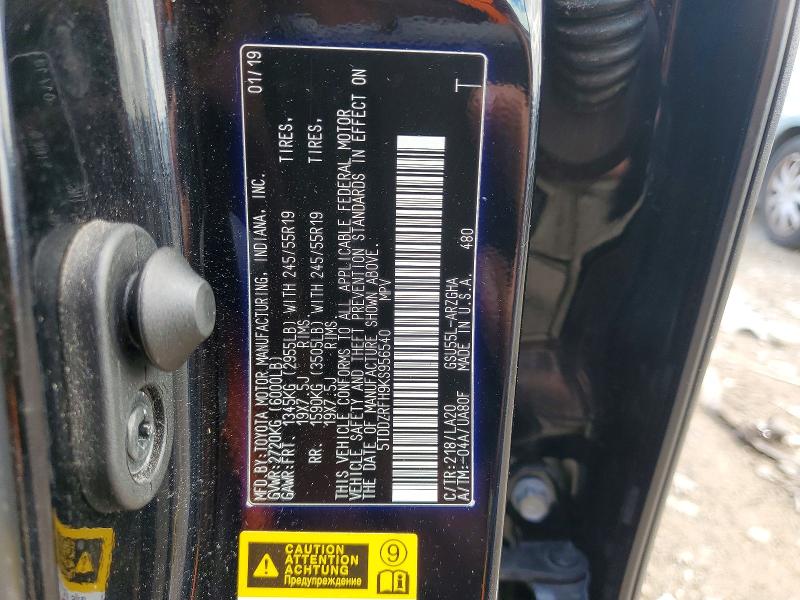 Aukcja sprzedaży 2019 Toyota Highlander, vin: 5TDDZRFH9KS956540, numer aukcji: 57586076